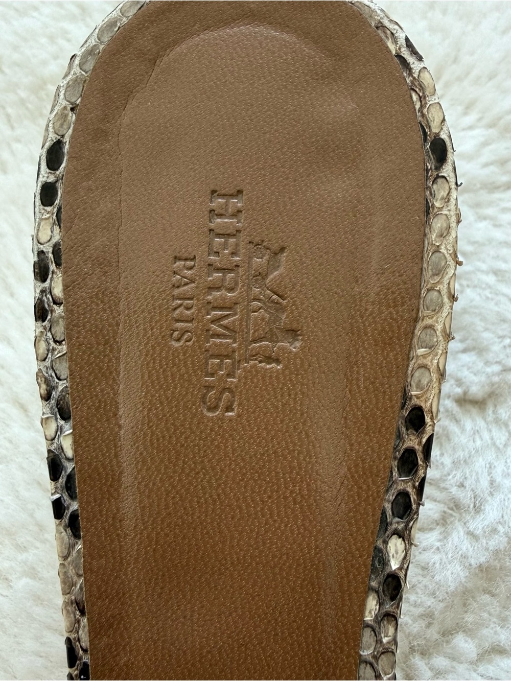 Hermes brown python oasis sandals  women size 38 EU Authentic Retail 3200$ - Picture 4 of 8